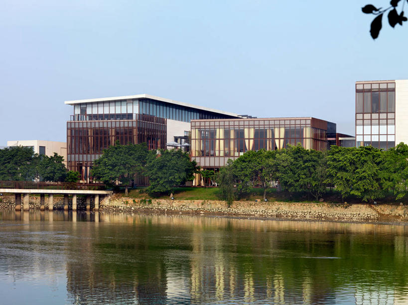 无人,横图,室外,白天,留白,湖,水,建筑,日光,亚洲,现代,自然,建造,环境