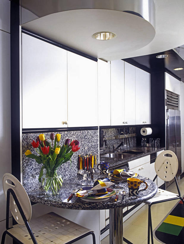 吃,黑白,时尚,厨房,郁金香,花瓶,椅子,不锈钢,会议,水槽,冰箱,大理石,漂亮,娱乐,排列,黄色,红色,紫色,盘子,马克杯,毛巾,花束,花岗岩,卷筒纸,明亮,创造力,时髦,时兴,当代