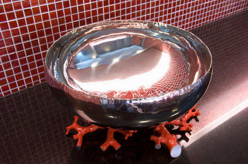 无人,横图,室内,台湾,亚洲,垒,装饰,反射,金属,珊瑚,红色,装饰物,碗,台南,设计