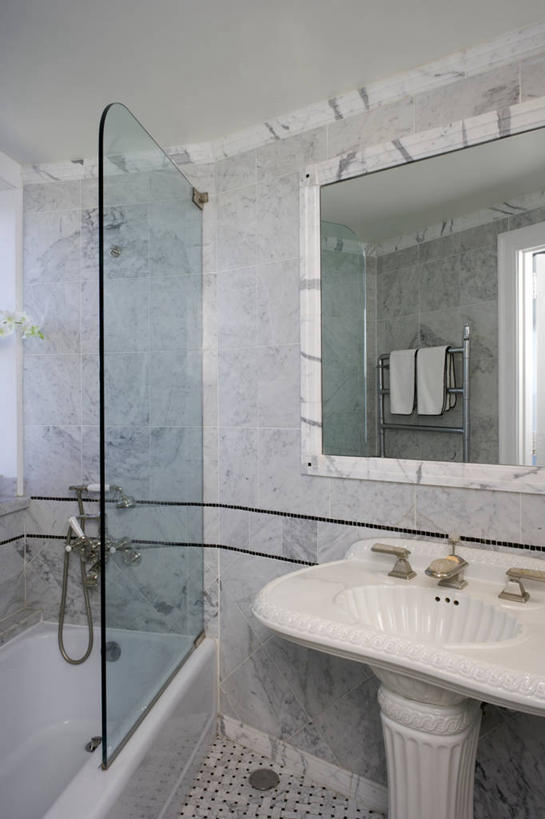 镜子,浴室,淋浴,瓷砖,大理石,现代,白色,浴盆,模具,当代,塑造