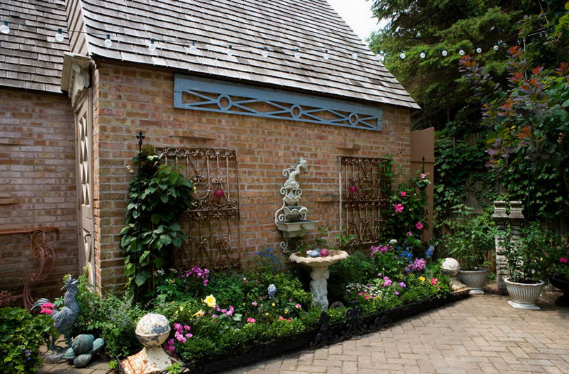 横图,车库,砖,篱笆