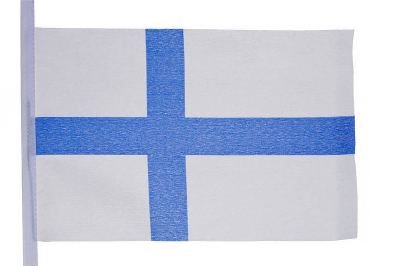 无人,横图,室内,特写,白天,白色背景,正面,静物,旗帜,国旗,一面,旗杆,蓝色,白色,摄影,影棚,旗,彩图,影棚拍摄,拍摄,北欧十字,斯堪的纳维亚十字,芬兰国旗