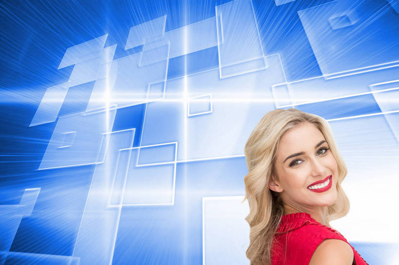 西方人,一个人,无人,站,笑,交叉,微笑,露齿笑,横图,室内,白天,正面,裙子,数码,科技,欧洲,欧洲人,仅一个年轻女性,仅一个女性,仅一个人,阴影,形状,连衣裙,梦幻,发光,反射,光束,网络,图形,线条,影子,光亮,长方形,高光,几何,计算机图形,合成,扭头,注视,红色,蓝色,白色,观察,看,站着,转头,金色,观看,电脑合成图,数码合成图,察看,矩形,未来,合成图,关注,数学,发亮,憧憬,写实,具体,具象,相交,交集,形态,外形,年轻女性,女人,女性,白种人,长发,卷发,站立,半身,彩图,几何图形,平面图形