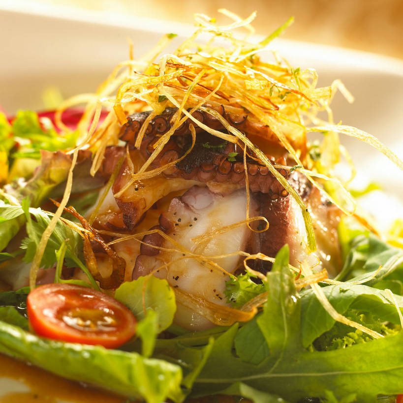 海鲜,无人,方图,俯视,室内,特写,白天,烹饪,西餐,餐桌,桌子,鱿鱼,蔬菜,西红柿,小番茄,餐具,阴影,新鲜,反射,碟子,盘,影子,料理,食品,水产,菜肴,美食,海洋生物,食物,红色,盘子,碟,西式,佳肴,有机食品,绿色食品,餐台,水生动物,海产品,水生物,海底动物,芝麻菜,德国芥菜,火箭生莱,芸芥,芝麻叶,紫花南芥,小西红柿,樱桃小番茄,珍珠小番茄,柔鱼,枪乌贼,樱桃番茄,圣女果,番茄,彩图,高角度拍摄,火箭菜,shjb1