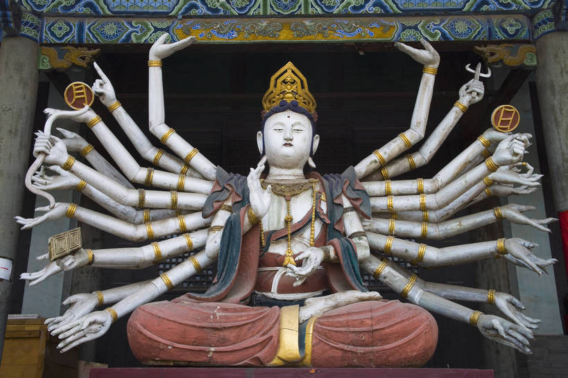 寺庙,横图,彩色,室外,白天,旅游,建筑,雕塑,中国,亚洲,节日,彩绘,雕像,陶瓷,陶瓷制品,历史,文化,佛,古代,祈祷,健康,许愿,摄影,宗教,佛教,信仰,纪念,祈求,东亚,山西省,千手观音,中华人民共和国,释教,古远,平安,彩图,旅行,目的地,寺,双林寺,bj174