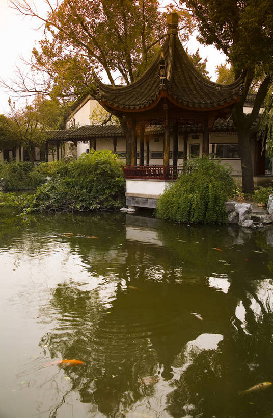 竖图,彩色,室外,白天,旅游,度假,名胜古迹,标志建筑,地标,建筑,中国,遗迹,图片,池塘,建筑群,走廊,古典,古迹,文物,娱乐,建设,古建筑,江苏,同里,树木,凉亭,享受,休闲,旅游胜地,放松,竖,摄影,鱼池,中国文化,古文明,东亚,旅行,传统文化,bj174