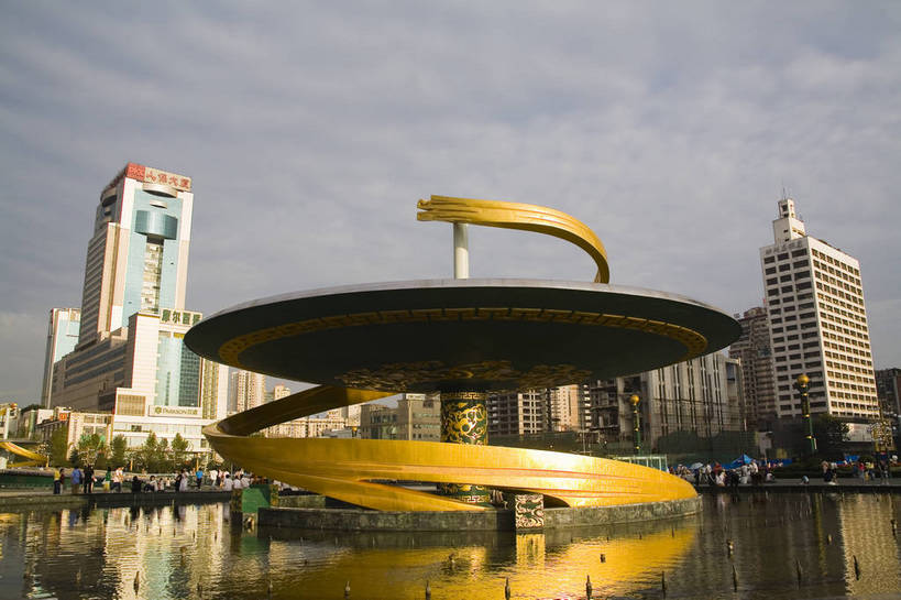 广场,横图,彩色,室外,白天,城市风光,中国,亚洲,景观,建筑群,现代建筑,摄影,四川省,城市广场,东亚,四川,成都,成都市,中华人民共和国,省会,西南地区,川,锦江区,天府广场,bj174