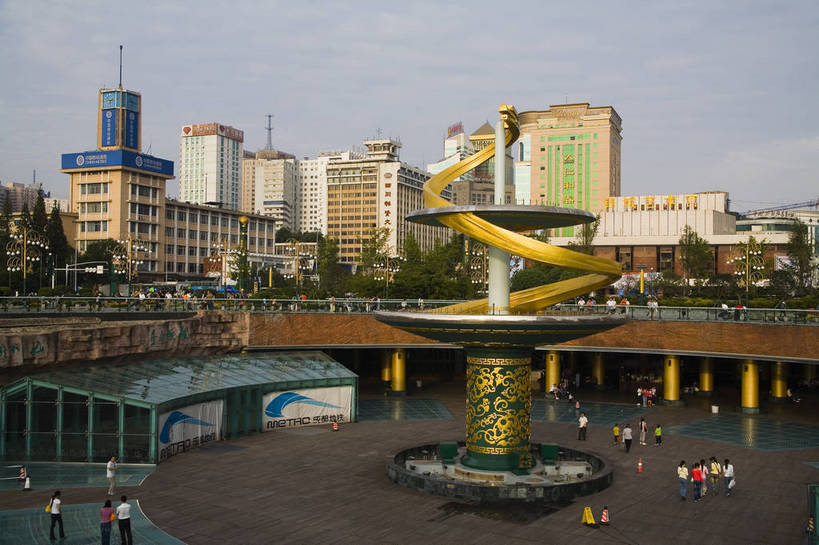 广场,横图,彩色,室外,白天,城市风光,中国,亚洲,景观,建筑群,现代建筑,摄影,四川省,城市广场,东亚,四川,成都,成都市,中华人民共和国,省会,西南地区,川,锦江区,天府广场,bj174
