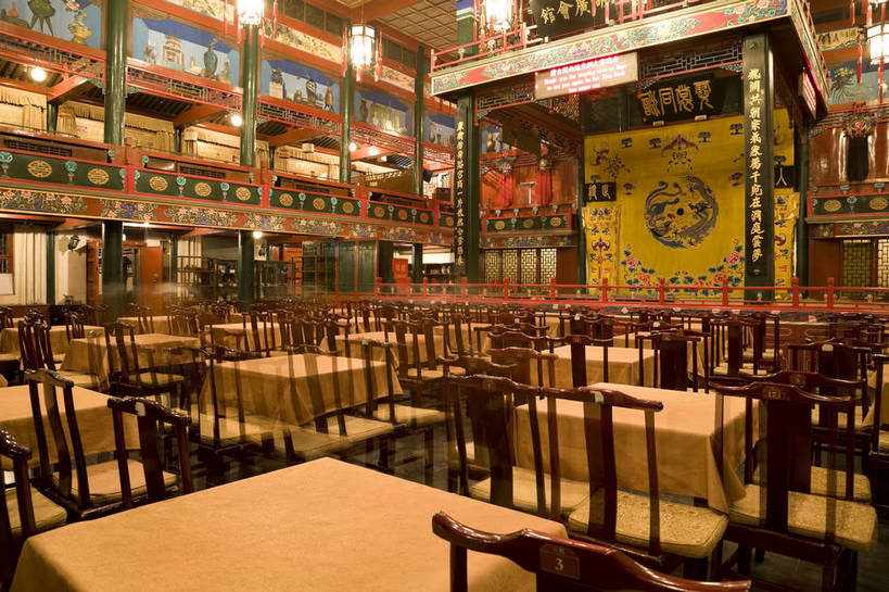 无人,横图,彩色,室内,旅游,植物,建筑,夜景,椅子,北京,中国,亚洲,灯笼,灯光,历史,遗址,东方,名胜,风景,桌椅,戏台,古朴,湖广会馆,幽静,bj174