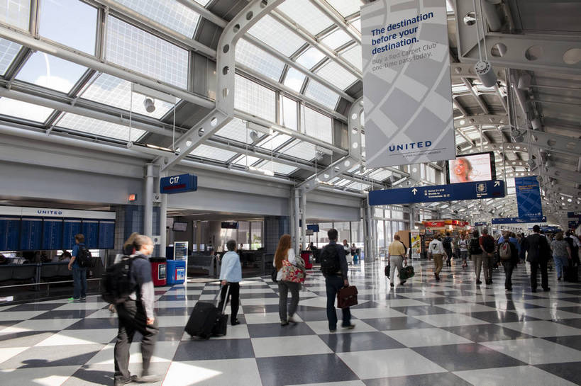 机场,横图,彩色,室内,特写,白天,旅游,建筑,美国,游客,图片,交通,辉煌,候机厅,现代建筑,大堂,航站楼,旅游胜地,运输,摄影,文明,细节,发展,芝加哥,繁荣,旅行,芝加哥机场,bj174