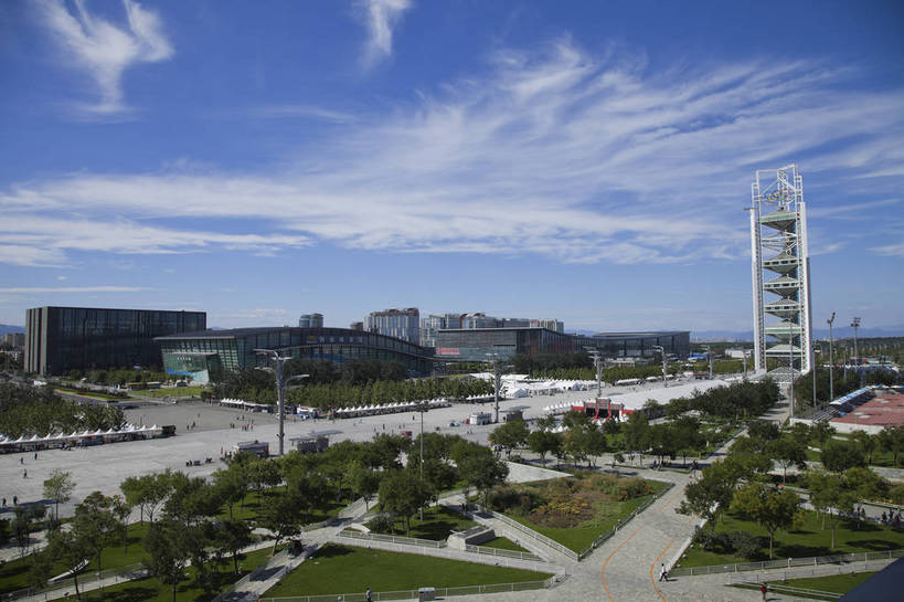 无人,公园,广场,横图,彩色,室外,白天,旅游,办公楼,树林,城市风光,城市,大厦,建筑,北京,中国,图片,建筑群,辉煌,现代建筑,场馆,旅游胜地,摄影,文明,发展,繁荣,旅行,奥林匹克公园,bj174