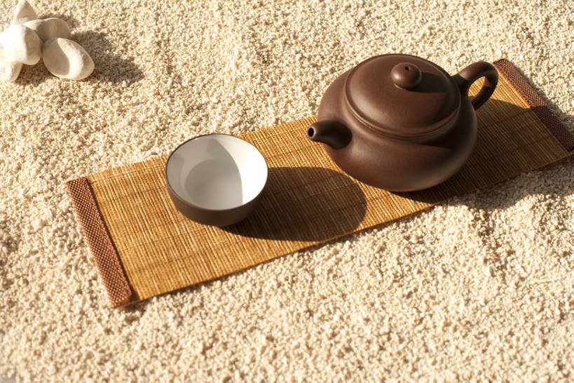 无人,横图,俯视,静物,壶,沙子,汉字,摄影,紫砂壶,竹简,中国文化,东亚文化,茶杯,彩图,高角度拍摄,影棚拍摄,bj175