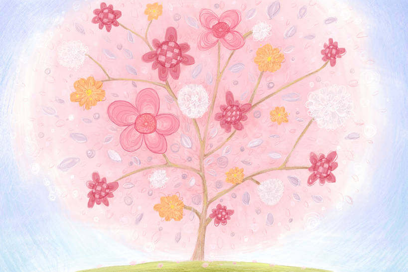 无人,横图,插画,数码,科技,美景,植物,阴影,网络,景观,高光,几何,计算机图形,浪漫,合成,图画,画,花,花瓣,花朵,树,树枝,粉色,天空,自然,绿地,春天,景色,幻想,生长,多样,电脑合成图,数码合成图,合成图,自然风光,漫画,想象,写实,具体,具象,画画,插图,bj175