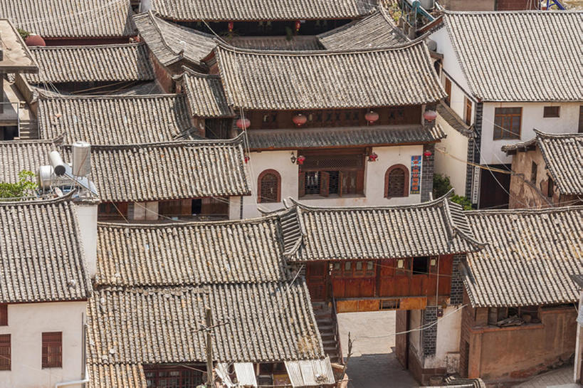 横图,室外,白天,中国,亚洲,屋顶,建造,东亚,云南省,高角度拍摄,bj175