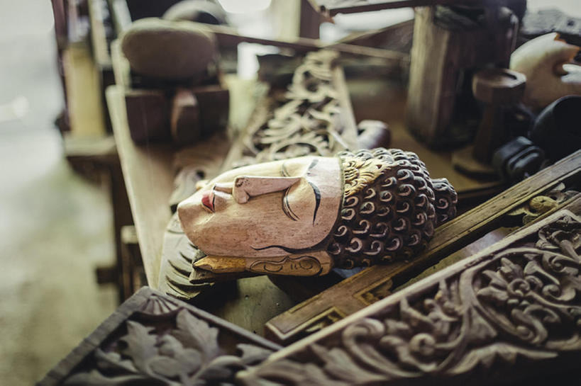 无人,横图,雕塑,印度尼西亚,亚洲,面具,佛,宗教,佛教,巴厘,bj175