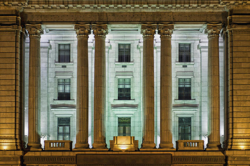 无人,横图,室外,夜晚,窗户,建筑,上海,中国,亚洲,对称,圆柱,建筑物,摄影,建造,照亮,前门,政府,古典风格,彩图,建筑结构,bj175
